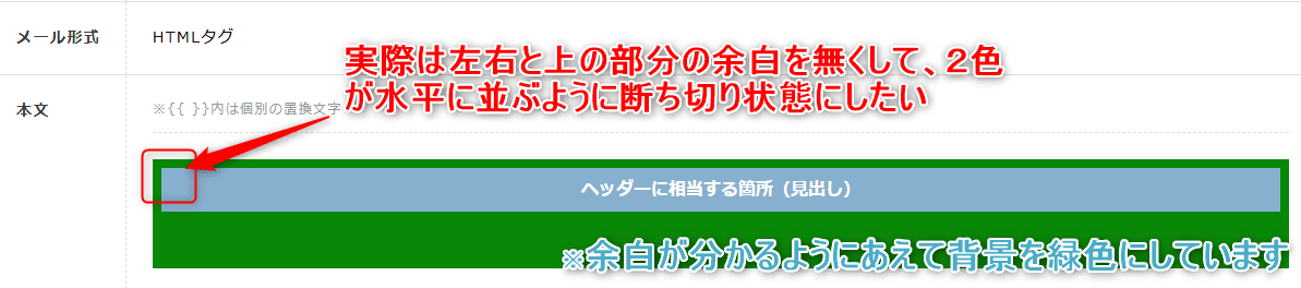 実際にHTMLのタグで組んだHTMLメールを表示